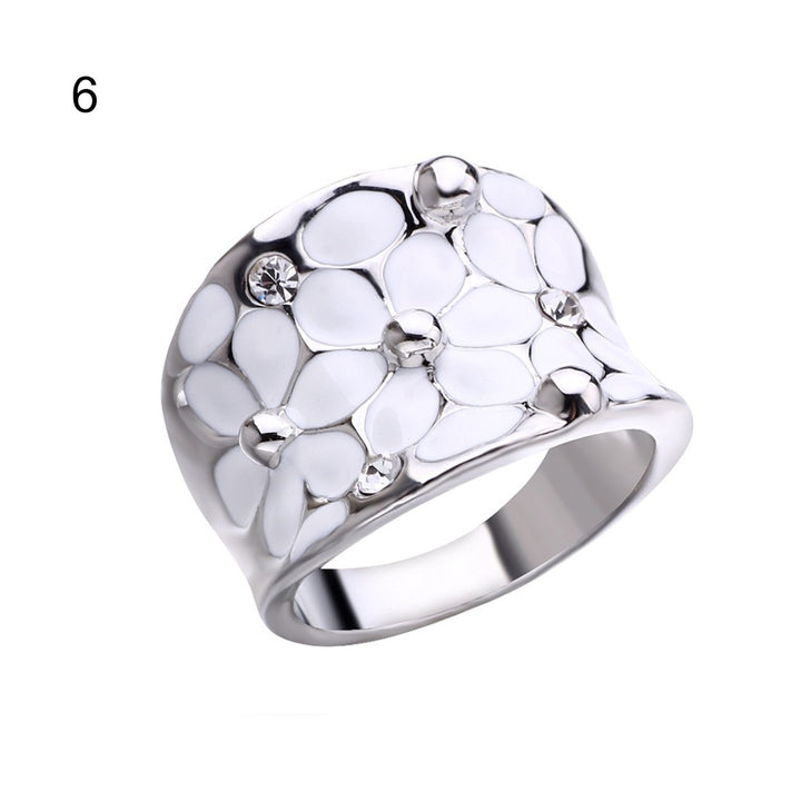 Ladies Ring Flower Pattern Finger Decoration White Wedding Band Ring for Year Gift Image 8