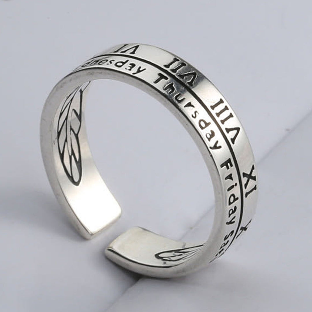 Retro Adjustable Roman Numerals Engraving Opening Ring Wedding Band Party Jewelry Image 2