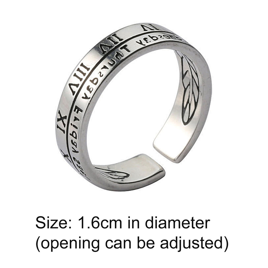 Retro Adjustable Roman Numerals Engraving Opening Ring Wedding Band Party Jewelry Image 4