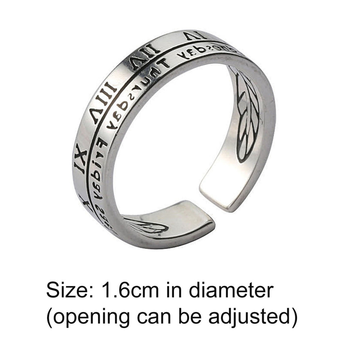 Retro Adjustable Roman Numerals Engraving Opening Ring Wedding Band Party Jewelry Image 4