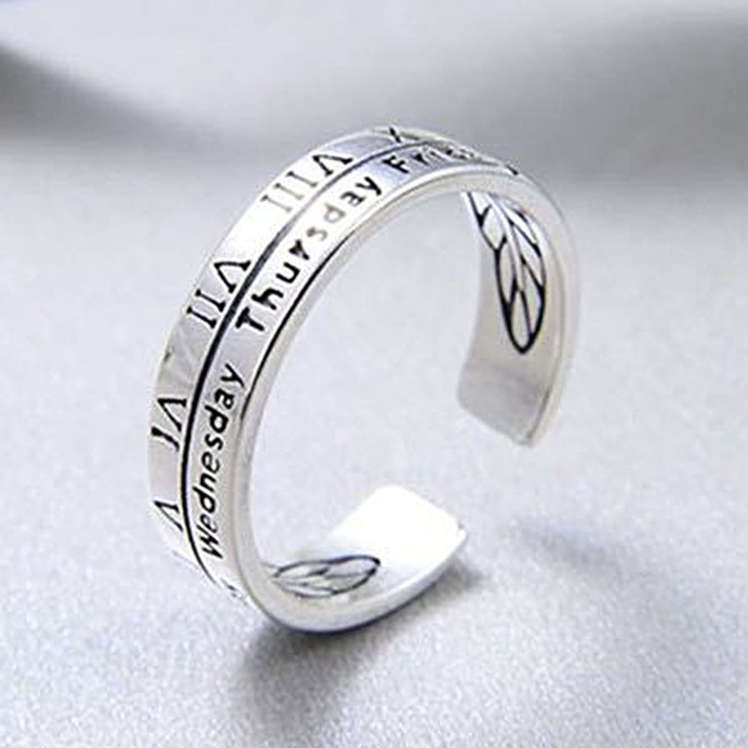 Retro Adjustable Roman Numerals Engraving Opening Ring Wedding Band Party Jewelry Image 9