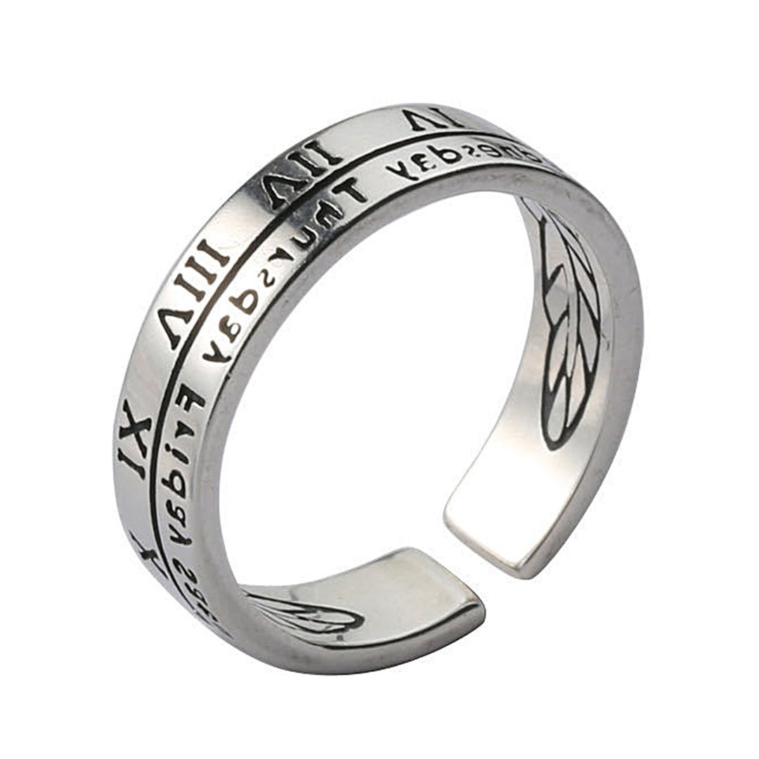 Retro Adjustable Roman Numerals Engraving Opening Ring Wedding Band Party Jewelry Image 10