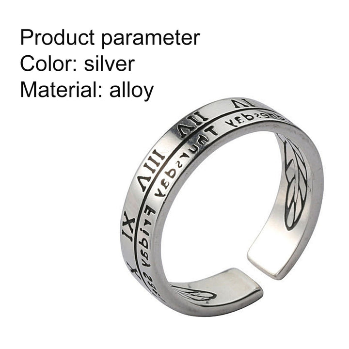 Retro Adjustable Roman Numerals Engraving Opening Ring Wedding Band Party Jewelry Image 12