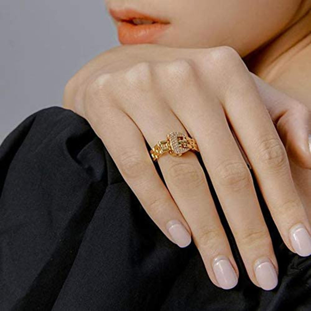 Women Ring Stylish Adjustable Waterproof Rotatable Chain Ring for Gifts Image 3