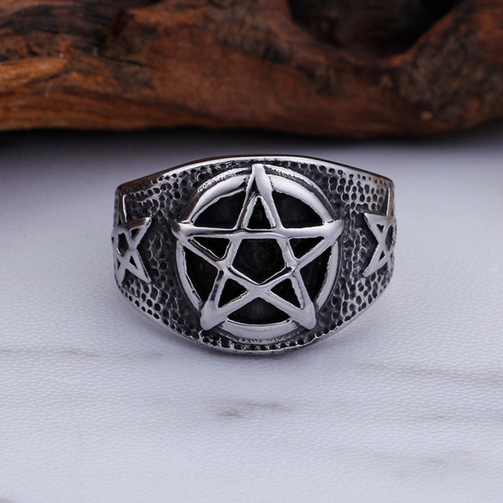 Men Titanium Steel Five-pointed Star Index Finger Geometric Ring Jewelry Gift Image 1