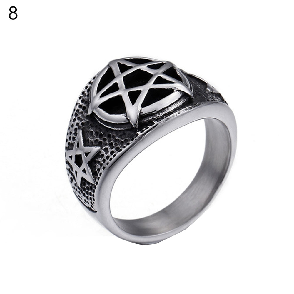 Men Titanium Steel Five-pointed Star Index Finger Geometric Ring Jewelry Gift Image 2