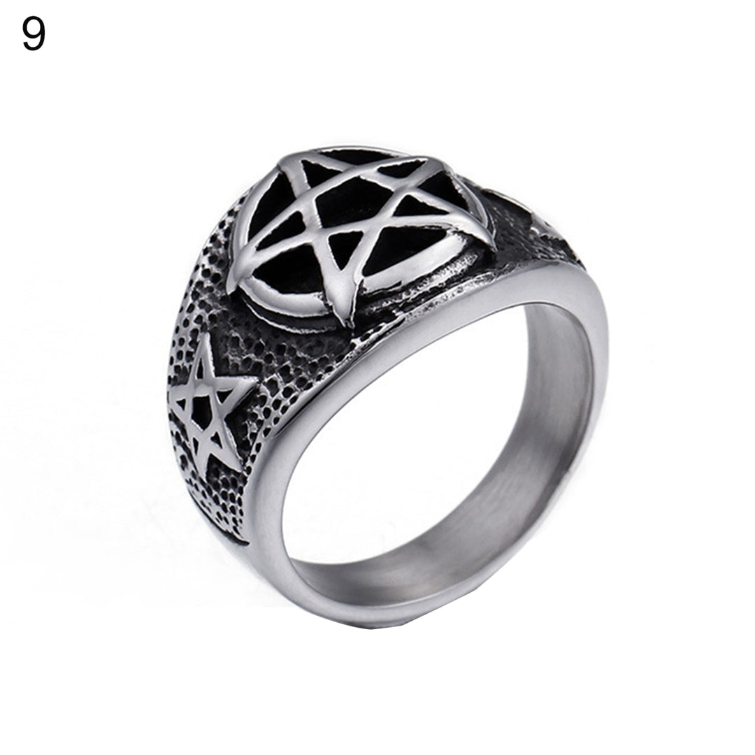 Men Titanium Steel Five-pointed Star Index Finger Geometric Ring Jewelry Gift Image 3