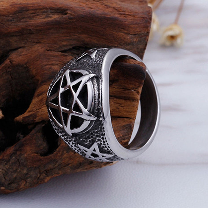 Men Titanium Steel Five-pointed Star Index Finger Geometric Ring Jewelry Gift Image 9