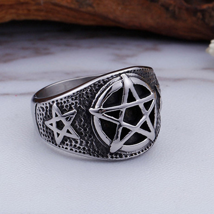 Men Titanium Steel Five-pointed Star Index Finger Geometric Ring Jewelry Gift Image 11