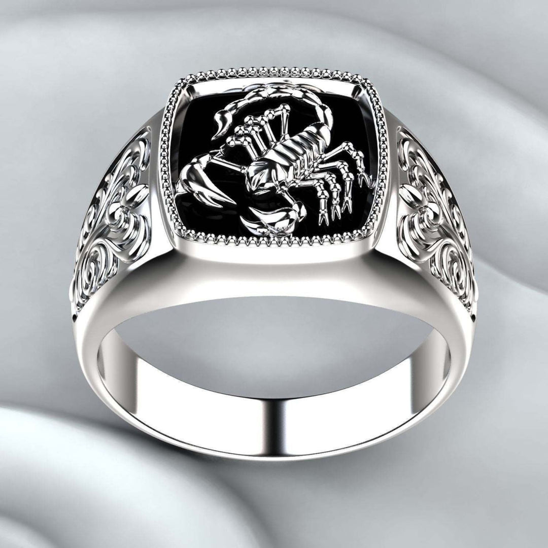 Creative Alloy Scorpio Relief Men Ring Silver Wedding Band Jewelry Accessory for Anniversary Image 1