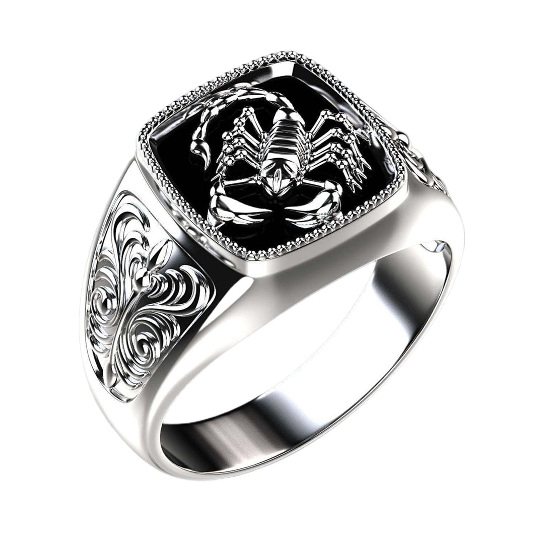 Creative Alloy Scorpio Relief Men Ring Silver Wedding Band Jewelry Accessory for Anniversary Image 2