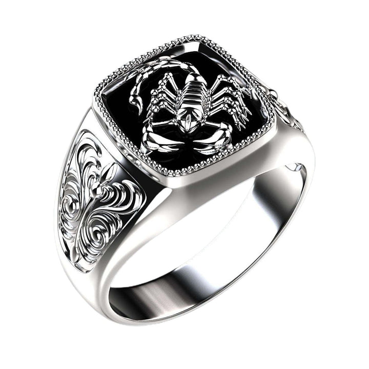 Creative Alloy Scorpio Relief Men Ring Silver Wedding Band Jewelry Accessory for Anniversary Image 1