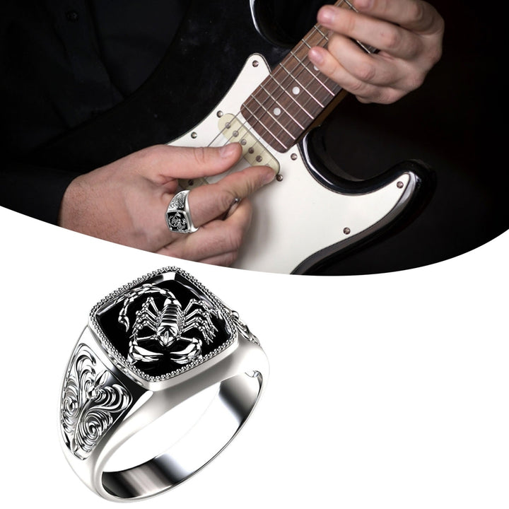 Creative Alloy Scorpio Relief Men Ring Silver Wedding Band Jewelry Accessory for Anniversary Image 3