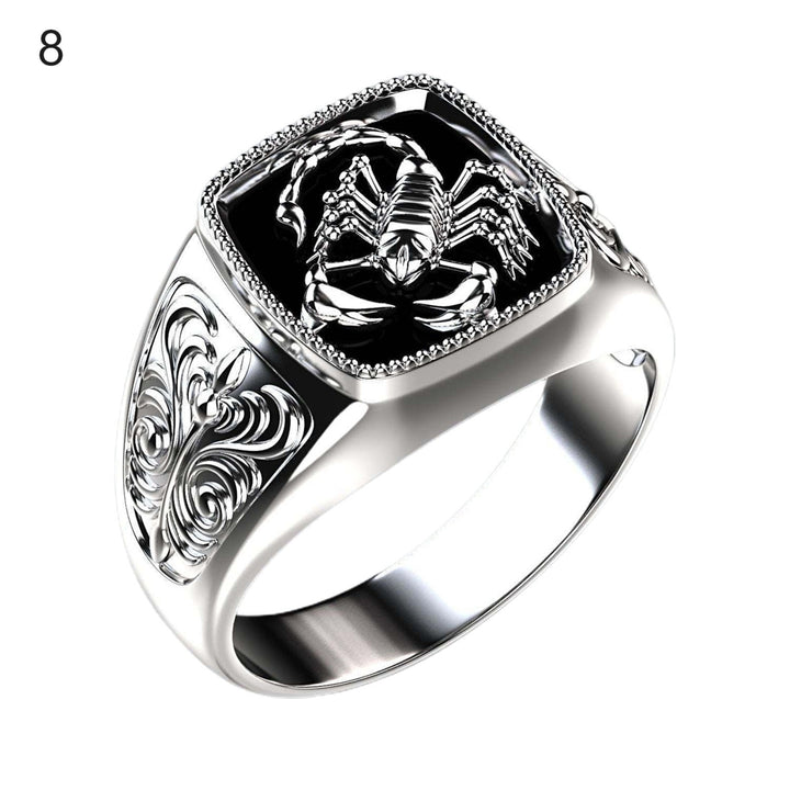 Creative Alloy Scorpio Relief Men Ring Silver Wedding Band Jewelry Accessory for Anniversary Image 8