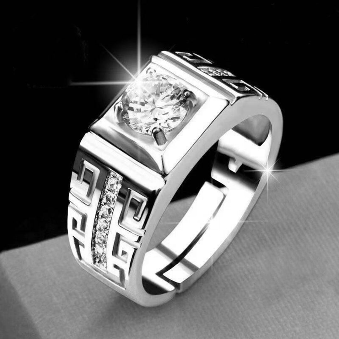 Classic Luxury Adjustable Cubic Zircon Couple Engagement Ring Jewelry Accessory for Valentine Day Image 3