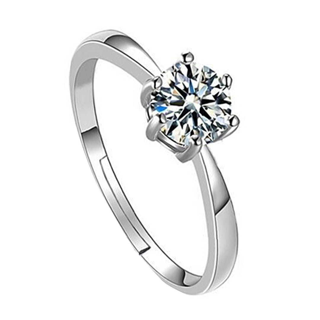 Classic Luxury Adjustable Cubic Zircon Couple Engagement Ring Jewelry Accessory for Valentine Day Image 1