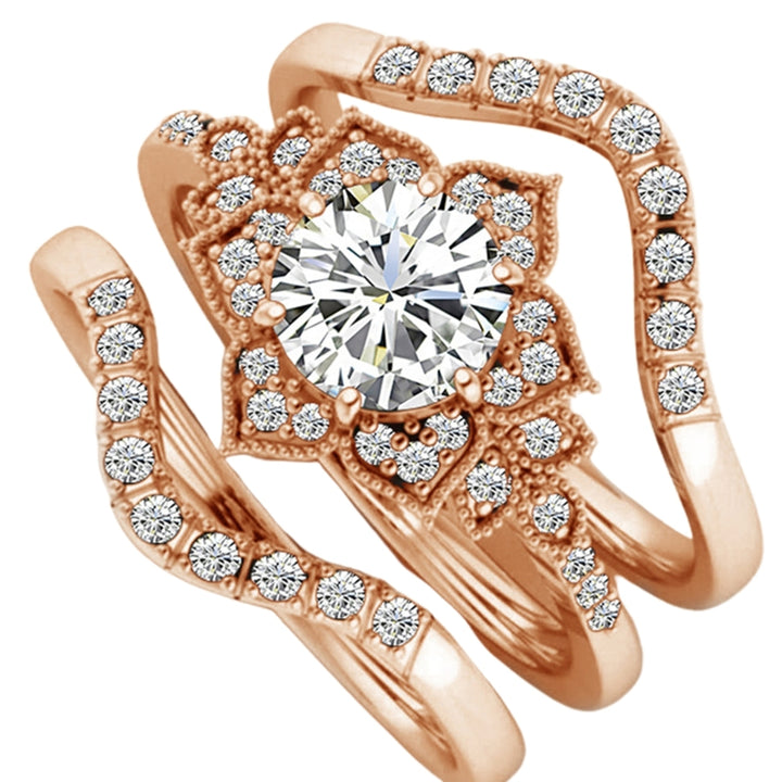 3Pcs Ring Sets Flower Shape Exquisite Jewelry Ladies Bridal Engagement Ring for Dating Image 11