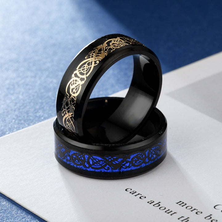 Men Ring Glossy Simple Jewelry Accessory Dragon Pattern Glowing Ring for Dating Image 8