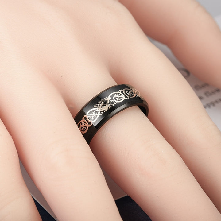 Men Ring Glossy Simple Jewelry Accessory Dragon Pattern Glowing Ring for Dating Image 9