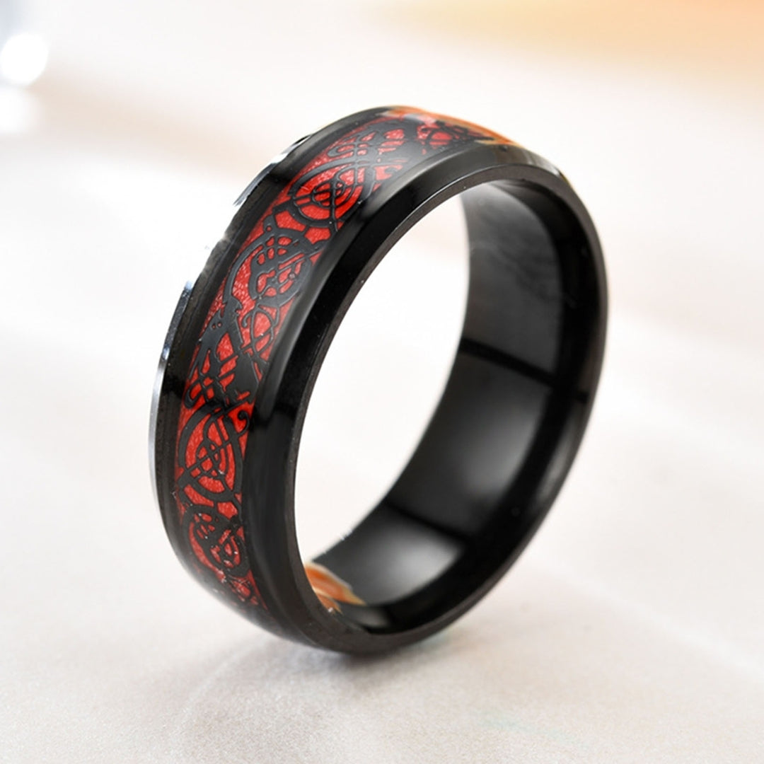 Men Ring Glossy Simple Jewelry Accessory Dragon Pattern Glowing Ring for Dating Image 12