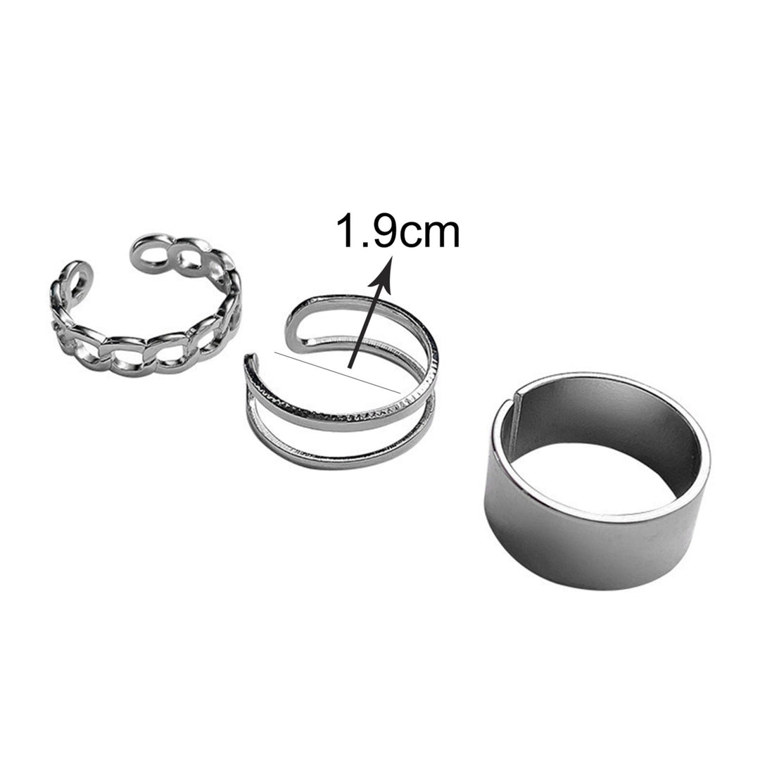 3Pcs Open Rings Retro Adjustable Alloy Punk Hip Pop Finger Rings Kit for Women Image 4