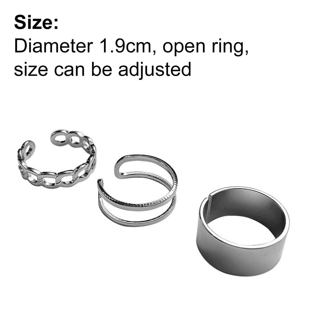 3Pcs Open Rings Retro Adjustable Alloy Punk Hip Pop Finger Rings Kit for Women Image 10