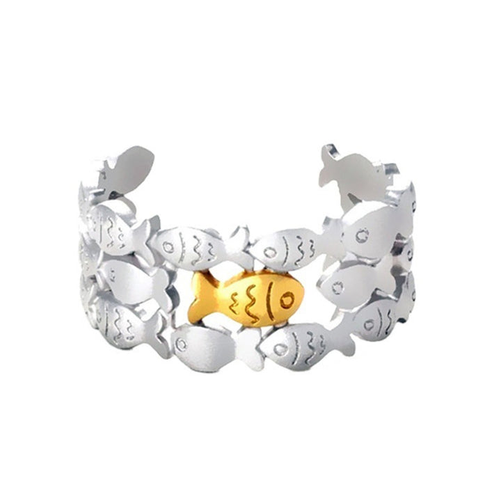 Ring Adjustable Charming Open Cuff Stylish Little Fish Ring for Women Image 9