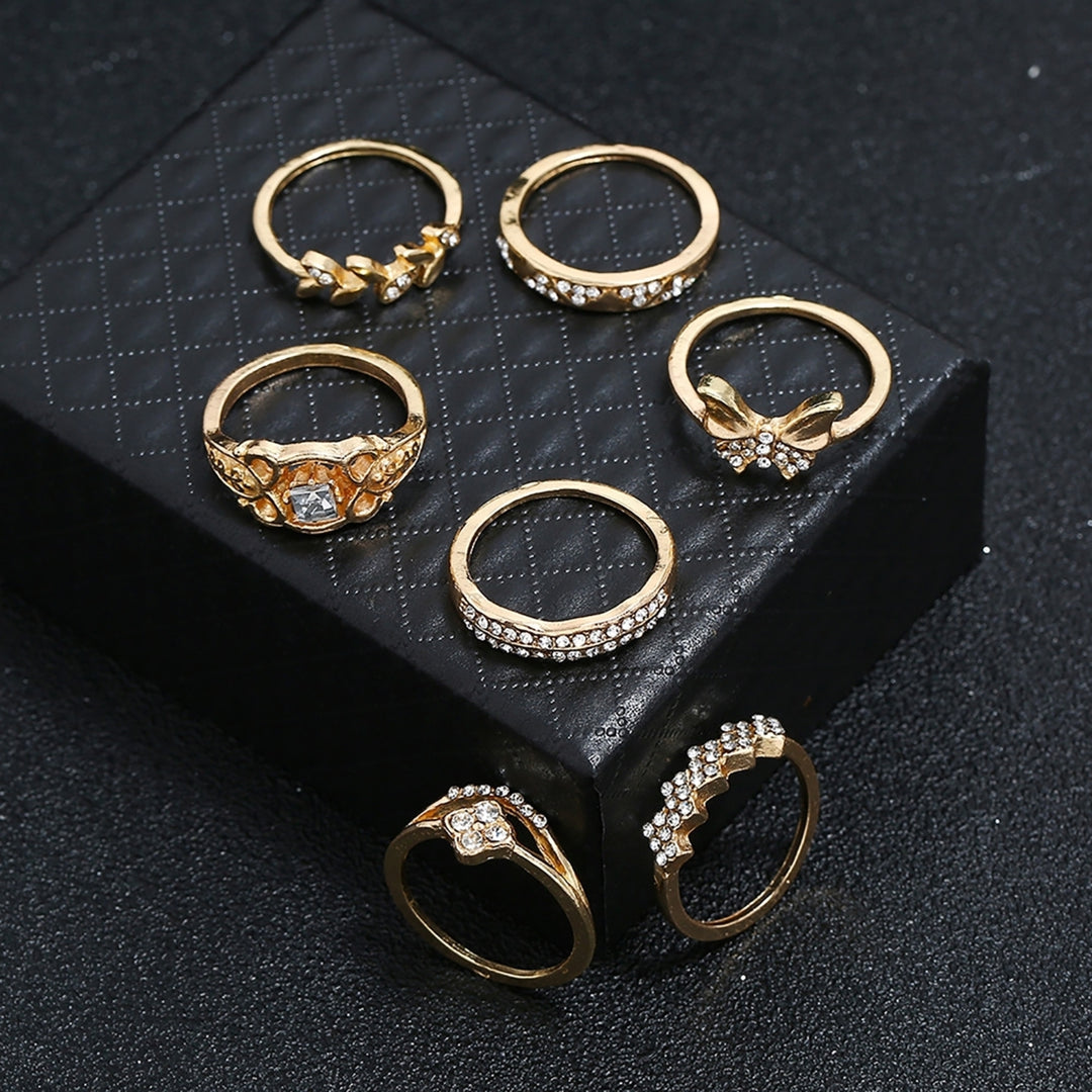 7Pcs Simple Stackable Butterfly Flower Women Midi Ring Knuckle Ring Jewelry Accessory Image 4