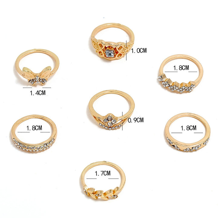 7Pcs Simple Stackable Butterfly Flower Women Midi Ring Knuckle Ring Jewelry Accessory Image 4