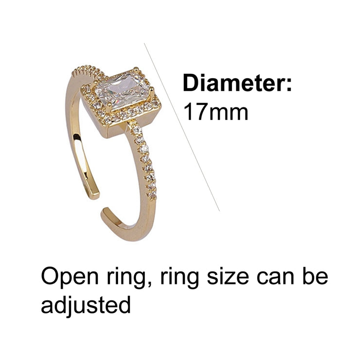 Ring Square Exquisite Rhinestone Woman Exquisite Opening Rings for Wedding Party Image 4