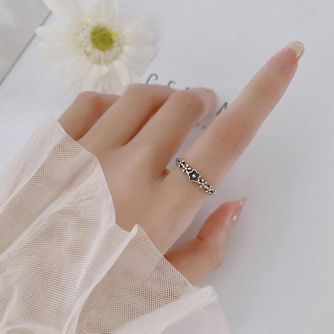 Ring Retro Style Skin-friendly Flower Design Opening Design Girls Finger Rings for Daily Wear Image 6