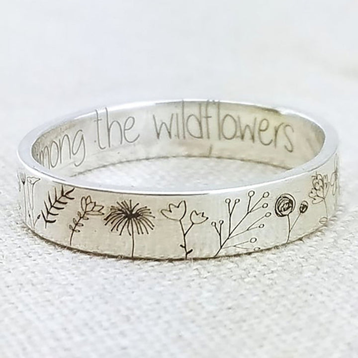 Finger Ring Flowers Pattern Exquisite Alloy Lovers Lettering Dandelion Ring for Dating Image 1