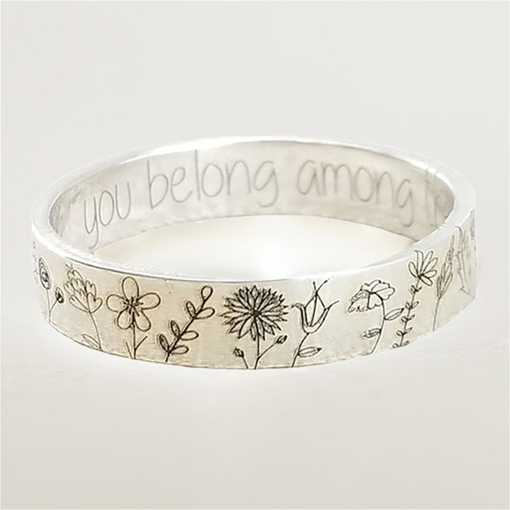 Finger Ring Flowers Pattern Exquisite Alloy Lovers Lettering Dandelion Ring for Dating Image 4