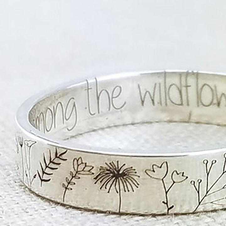 Finger Ring Flowers Pattern Exquisite Alloy Lovers Lettering Dandelion Ring for Dating Image 4