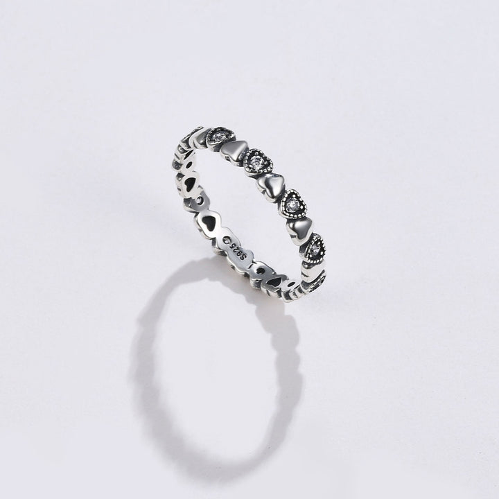 SILVERHOO Ring Heart Shiny Jewelry Fashion Heart Inlaid Cubic Zirconia Ring for Outdoor Image 3