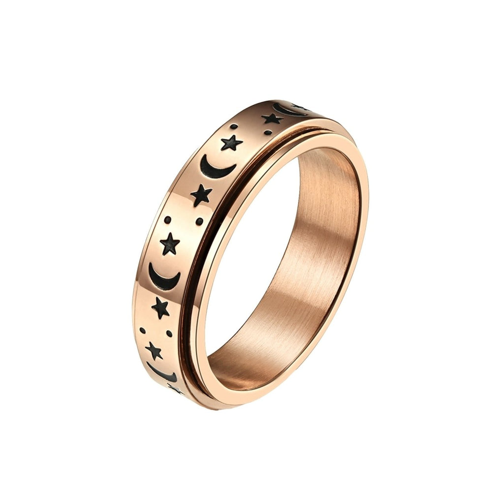 Wedding Ring Star Moon Rotatable Unisex Round Match Finger Ring for Dating Image 2