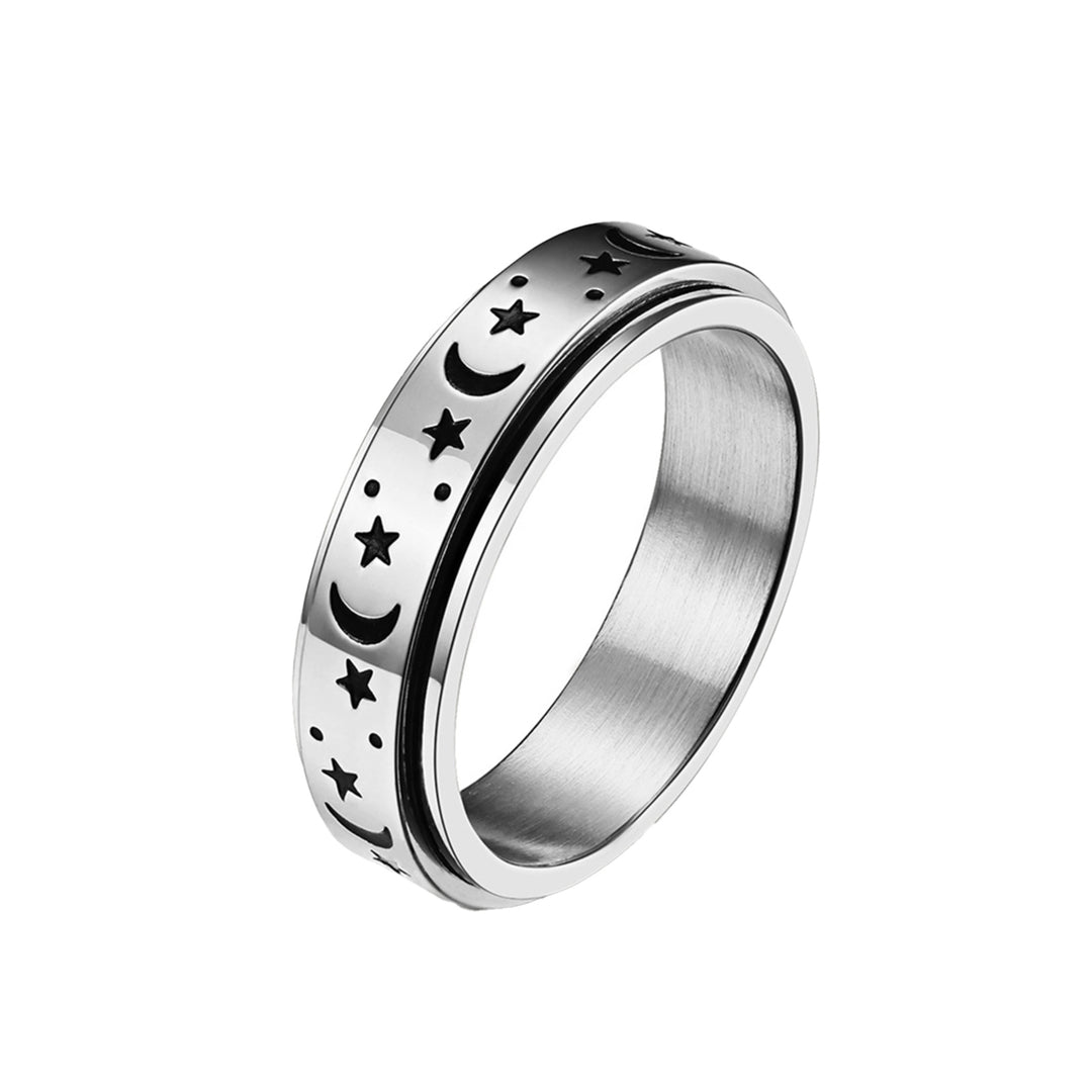 Wedding Ring Star Moon Rotatable Unisex Round Match Finger Ring for Dating Image 3