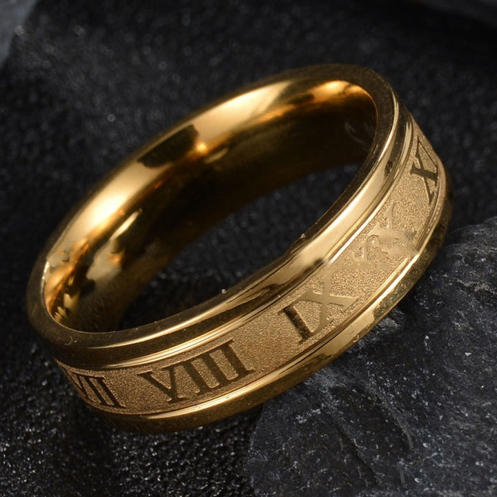 Wide Roman Numeral Men Ring Stainless Steel Simple Smooth Finger Ring Fashion Jewelry Image 4