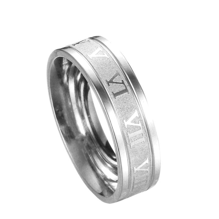 Wide Roman Numeral Men Ring Stainless Steel Simple Smooth Finger Ring Fashion Jewelry Image 6