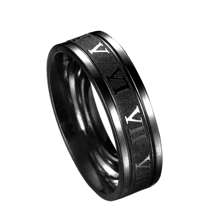 Wide Roman Numeral Men Ring Stainless Steel Simple Smooth Finger Ring Fashion Jewelry Image 7