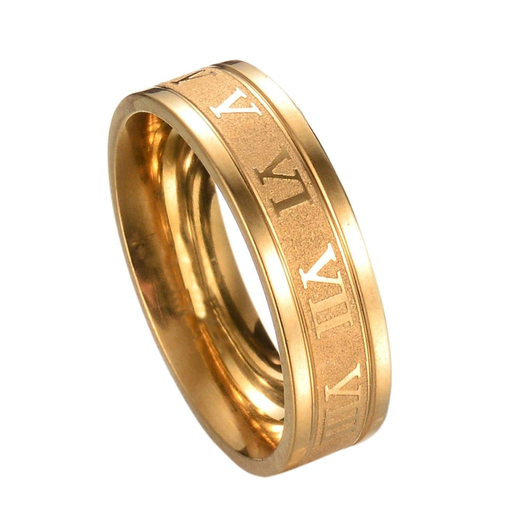 Wide Roman Numeral Men Ring Stainless Steel Simple Smooth Finger Ring Fashion Jewelry Image 1