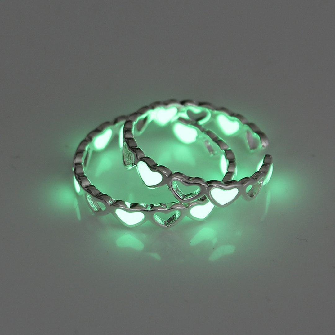 Finger Ring Skin-friendly Rust-proof Alloy Hollow Love Luminous Ring for Girl Image 1