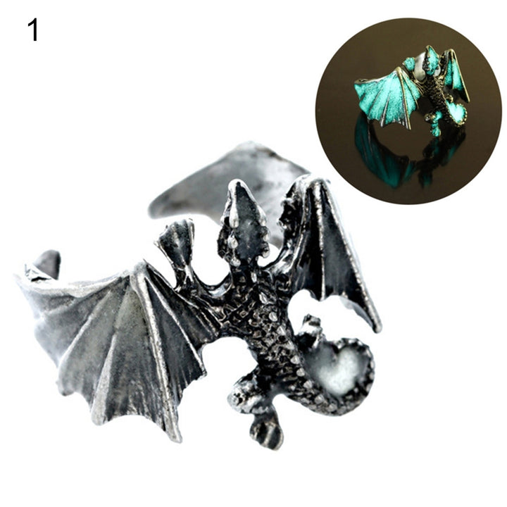 Luminous Ring Adjustable Rust-proof Copper Dragon Shaped Fashion Jewelry Ring for Boy Image 2