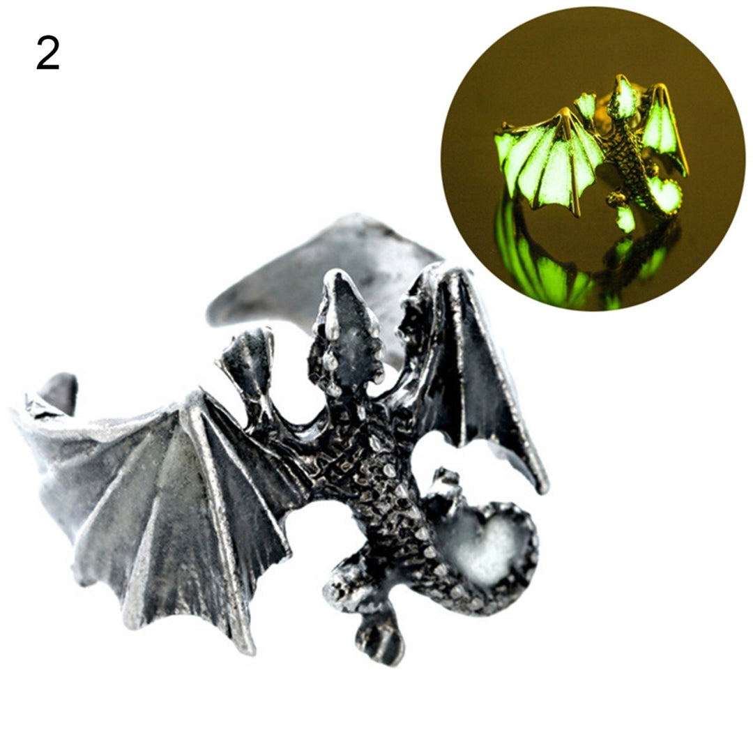 Luminous Ring Adjustable Rust-proof Copper Dragon Shaped Fashion Jewelry Ring for Boy Image 3