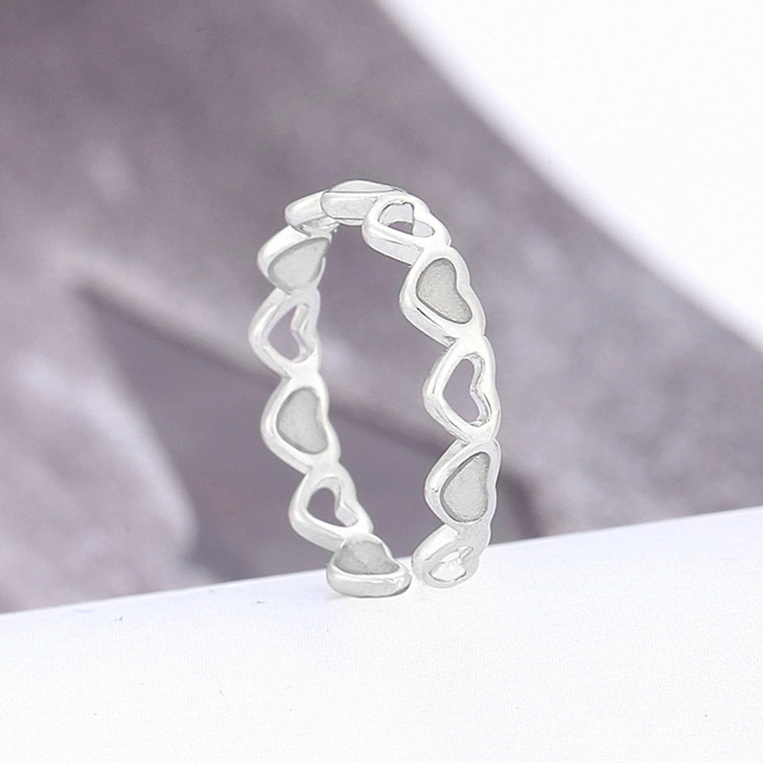 Finger Ring Skin-friendly Rust-proof Alloy Hollow Love Luminous Ring for Girl Image 4