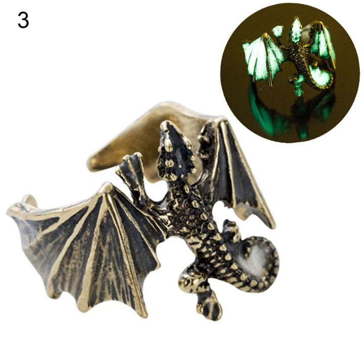 Luminous Ring Adjustable Rust-proof Copper Dragon Shaped Fashion Jewelry Ring for Boy Image 4