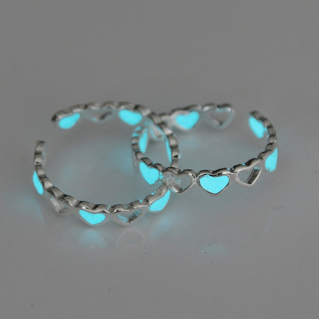 Finger Ring Skin-friendly Rust-proof Alloy Hollow Love Luminous Ring for Girl Image 6