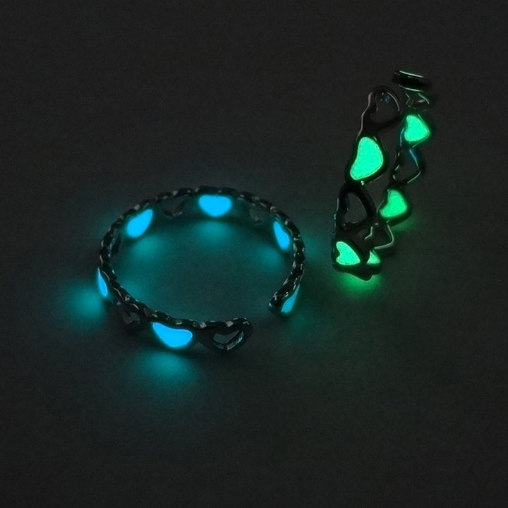 Finger Ring Skin-friendly Rust-proof Alloy Hollow Love Luminous Ring for Girl Image 9