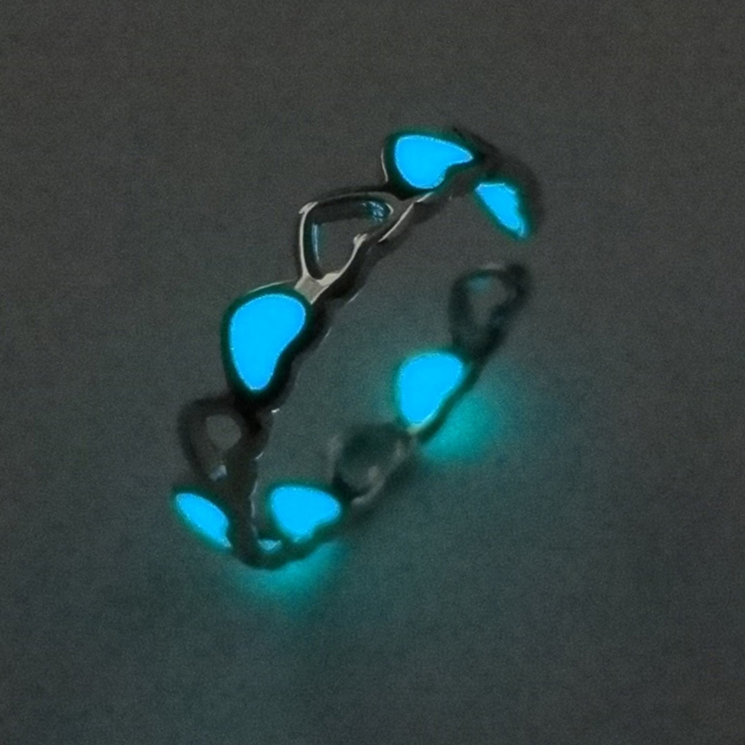 Finger Ring Skin-friendly Rust-proof Alloy Hollow Love Luminous Ring for Girl Image 11