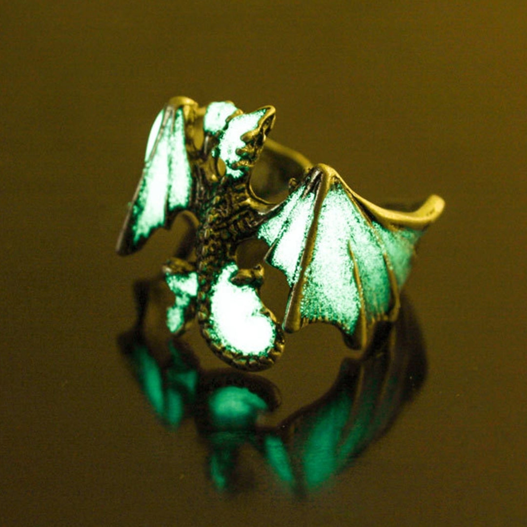 Luminous Ring Adjustable Rust-proof Copper Dragon Shaped Fashion Jewelry Ring for Boy Image 8